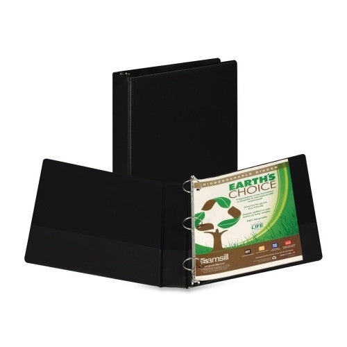 Samsill Corporation Round Ring Storage Binder, 1-1/2" Capacity, Black