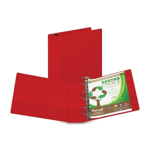 Samsill Corporation Round Ring Storage Binder, 3" Capacity, Red