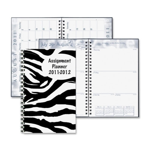 Wirebound Weekly Planner, 13 Months, 5"x8", Zebra