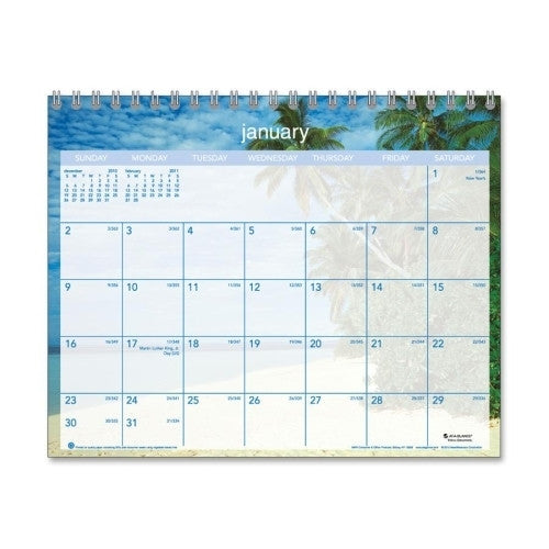 At-A-Glance Wall Calendar, 12 Mos, 15"x12", Tropical Escape/Blue