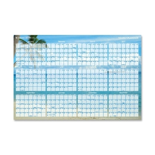 At-A-Glance Tropical Wall Calendar, Erasable, 12-Months, 24"x36", Blue