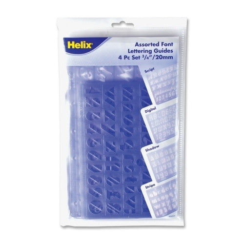 Helix USA Lettering Guide, Asst Font, 4 PC, Assorted