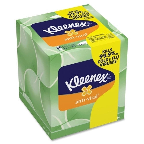 Kimberly-Clark Facial Tissue, Anti-Viral, Upright, 68SH/BX, White