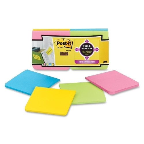 3M Commercial Office Supply Div. Notes, Post-It Super Sticky, 3"x3", 12/PK, Assorted