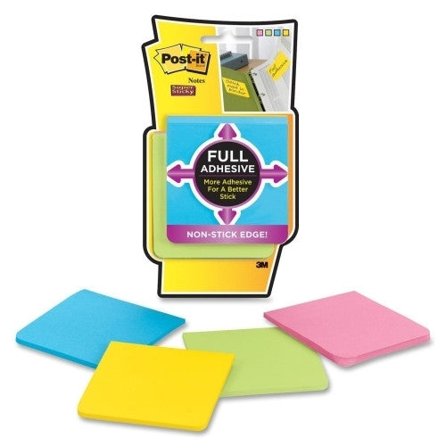 3M Commercial Office Supply Div. Notes, Post-It Super Sticky, 3"x3", 4/PK, Assorted