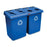 Rubbermaid Commercial Products Recycling Station, 92 Gallon, 26-3/8"x33-1/4"x43-3/4, Blue