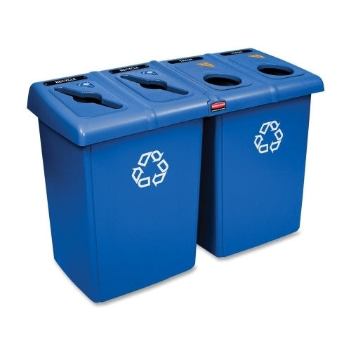 Rubbermaid Commercial Products Recycling Station, 92 Gallon, 26-3/8"x33-1/4"x43-3/4, Blue