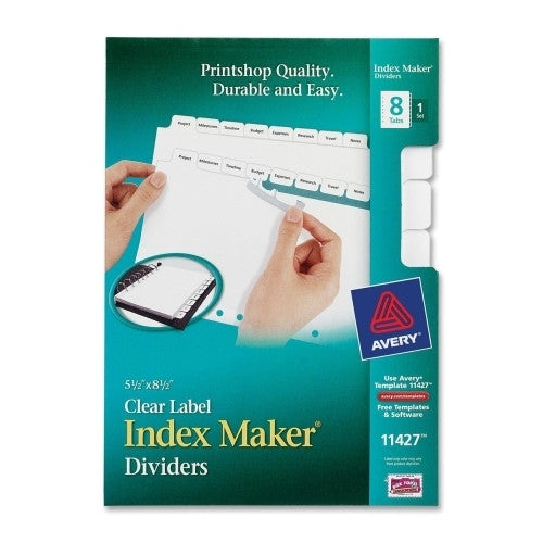 Avery Consumer Products Index Maker Dividers, 8 Tabs, 8-1/2"x5-1/2", White