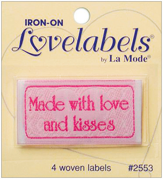 Iron-On Lovelabels 4/Pkg-Made With Love And Kisses