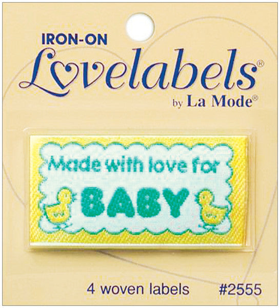 Iron-On Lovelabels 4/Pkg-Made With Love For Baby