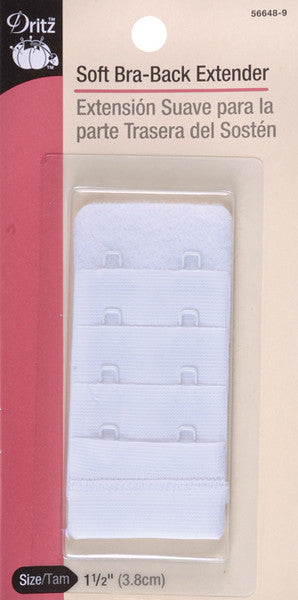 Bra Back Extender 1-1/2" Wide-White 2 Hooks