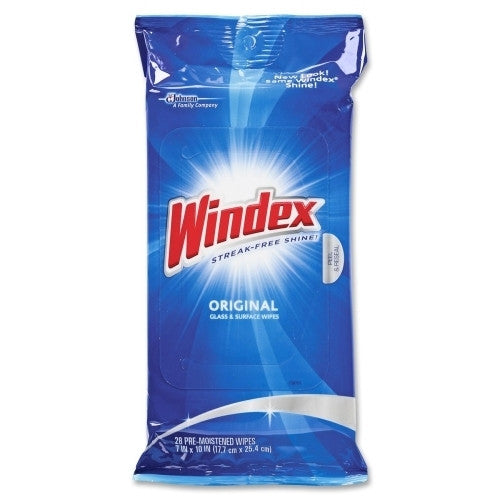 JohnsonDiversey Windex Wipes, Glass and Surface, 28 Wipes/PK