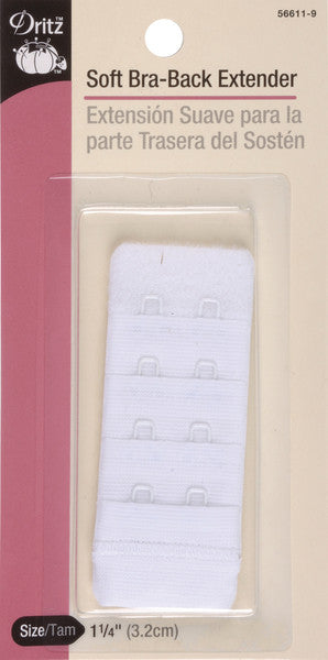 Bra Back Extender 1-1/4" Wide-White 2 Hooks