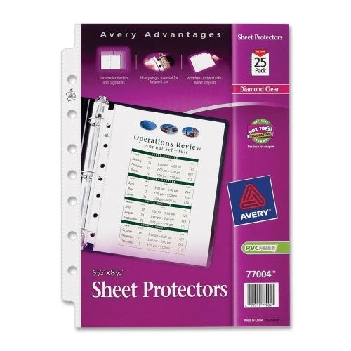 Avery Consumer Products Heavyweight Sheet Protectors, 5-1/2"x8-1/2", 25/PK, Clear