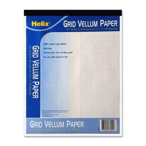 Helix USA Vellum Pad, 8-1/2"x11", 50 Sheets, White