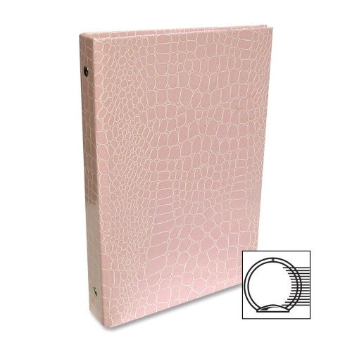 Aurora Products Crocodile Embossed Binder, 6"x9", 1/2" Cap., Pink