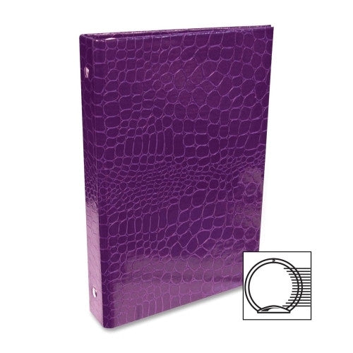 Aurora Products Crocodile Embossed Binder, 6"x9", 1/2" Cap., Purple