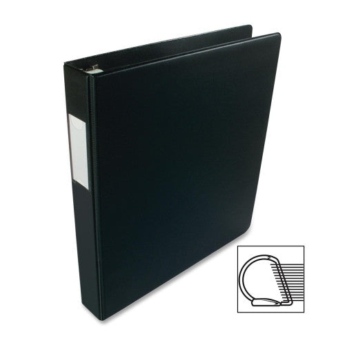 Business Source D-Ring Binder w/Label Holder, Hvy-Dty, 1", Black