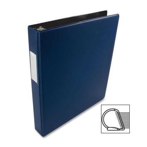 Business Source D-Ring Binder w/Label Holder, Hvy-Dty, 1", Blue