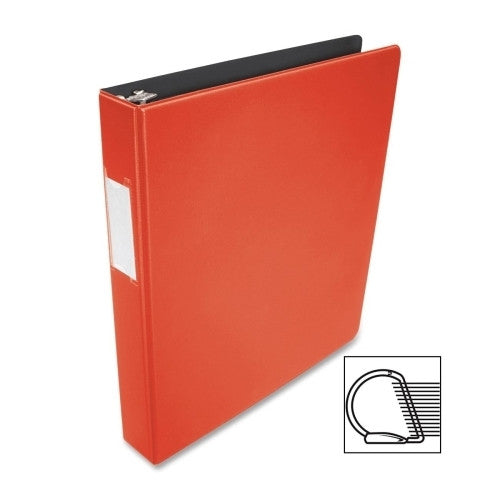 Business Source D-Ring Binder w/Label Holder, Hvy-Dty, 1", Red