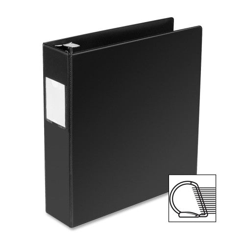 Business Source D-Ring Binder w/Label Holder, Hvy-Dty, 2", Black