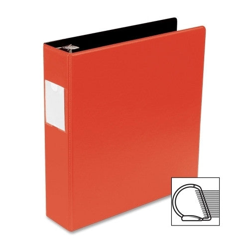 Business Source D-Ring Binder w/Label Holder, Hvy-Dty, 2", Red