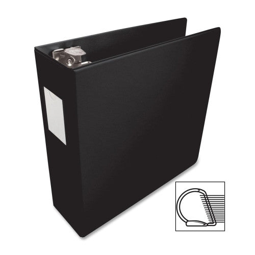 Business Source D-Ring Binder w/Label Holder, Hvy-Dty, 3", Black