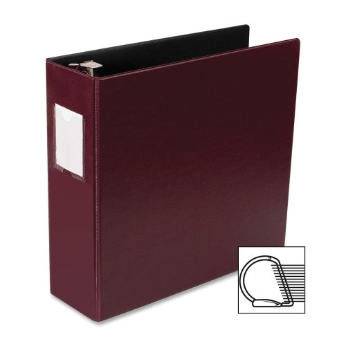 Business Source D-Ring Binder w/Label Holder, Hvy-Dty, 3", Burgundy