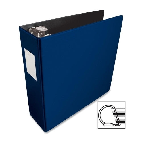 Business Source D-Ring Binder w/Label Holder, Hvy-Dty, 3", Blue