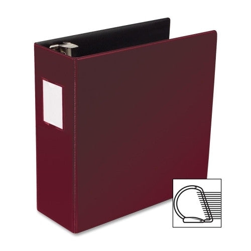 Business Source D-Ring Binder w/Label Holder, Hvy-Dty, 4", Burgundy