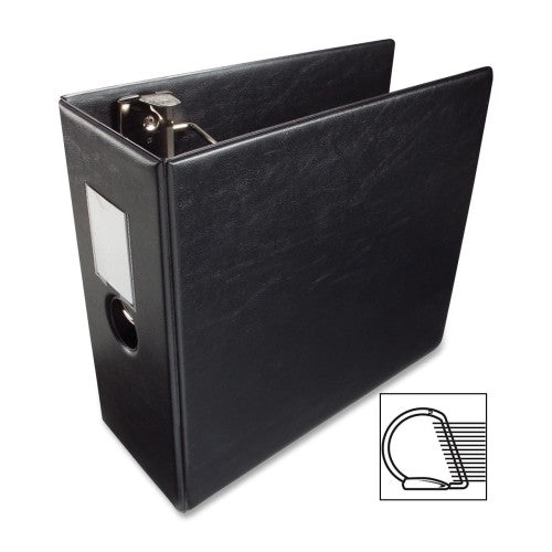 Business Source D-Ring Binder w/Label Holder, Hvy-Dty, 5", Black