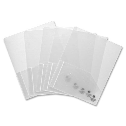 Business Source Portfolio, 2-Pocket, 60 Sht Cap, 8-1/2"x11", 10/PK, Clear