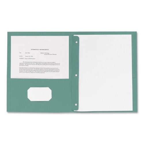 Business Source 2-Pocket Folders, 100 Sh Cap, Ltr, 9-1/2"x11", 25/BX, GN