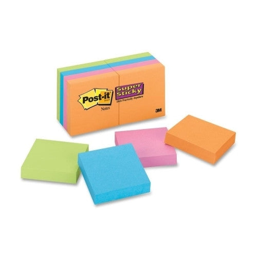 3M Commercial Office Supply Div. Super Sticky Notes, Ultra, 2"x2", 4/PK, Neon