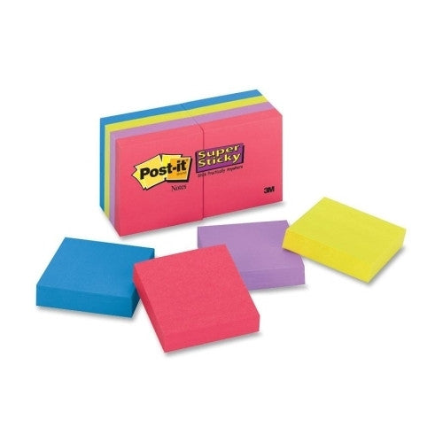 3M Commercial Office Supply Div. Super Sticky Notes, Ultra, 2"x2", 8/PK, Assorted Brite