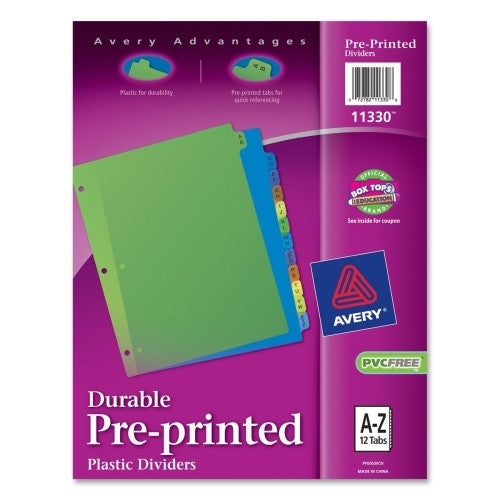 Avery Consumer Products Plastic Dividers, Pre-Printed, 25-Tabs, A-Z,8-/2"X11", Ast