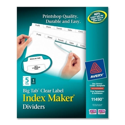 Avery Consumer Products Index Maker Divider w/Big Tab, 5 Tabs, 8-1/2"x11", WE