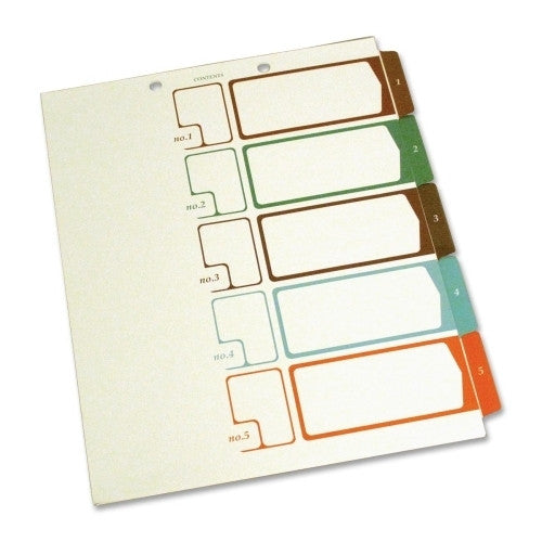 Selco Industries, Inc. TOC Dividers, 5-Tab, Ltr, 2-Hole, 75lb, Ivory