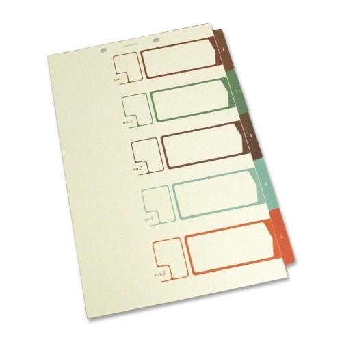 Selco Industries, Inc. TOC Dividers, 5-Tab, Lgl, 2-Hole, 75lb., Ivory