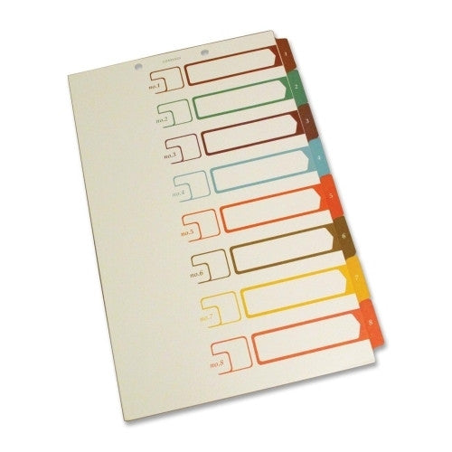 Selco Industries, Inc. TOC Dividers, 8-Tab, Lgl, 2-Hole, 75lb., Ivory