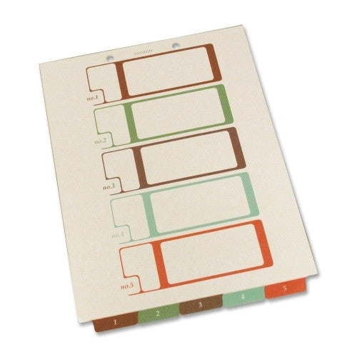 Selco Industries, Inc. TOC Dividers, Ltr, 5-Tab, 75lb, Bottom Tab, Ivory