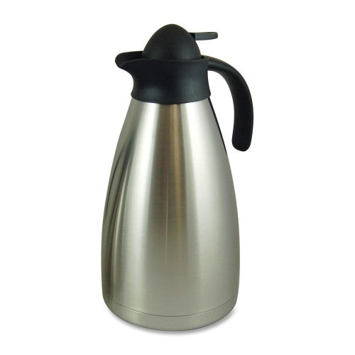 Genuine Joe Contemporary Vacuum Carafe, 2.0L., Stainless Steel