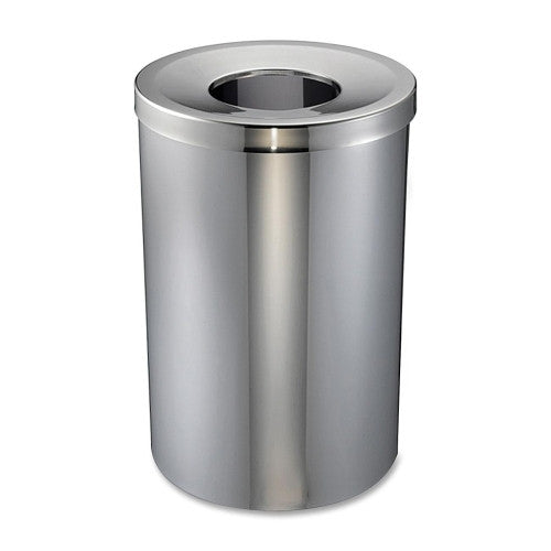 Genuine Joe Wast Receptacle, Open-Mouth, 30 Gal., Stainless Steel