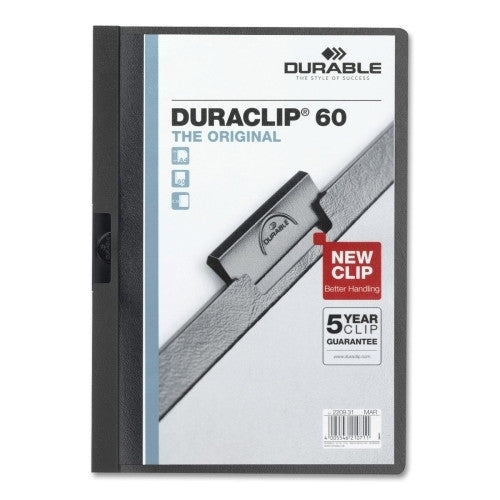 Durable Office Products Corp. DuraClip Report Cover, 60 Sheet Capacity, 11"x8-1/2", Black