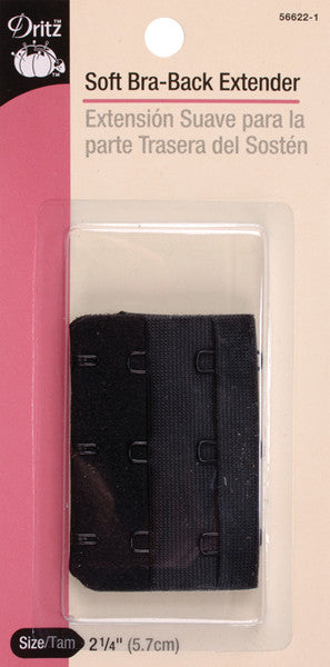 Bra Back Extender 2-1/4" Wide-Black 3 Hooks