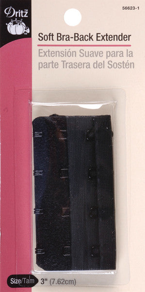 Bra Back Extender 3" Wide-Black 4 Hooks