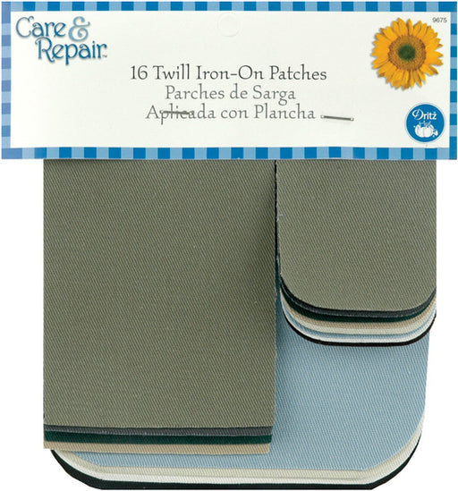 Twill Iron On Patches 16/Pkg-Assorted Colors