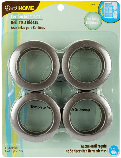 Curtain Grommets 1-9/16" Inner Diameter 8/Pkg-Pewt