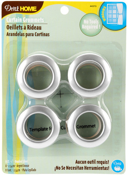 Curtain Grommets 1" Inner Diameter 8/Pkg-Brushed S