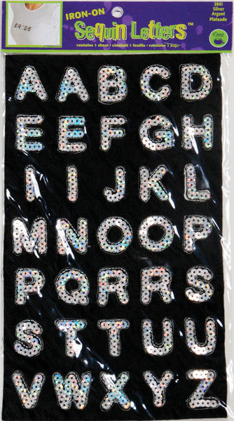 Iron-On Sequin Letters - Block 1"-Silver